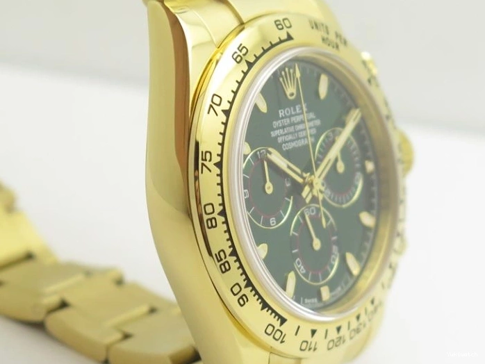 Plated YG 904L 1:1 116508 And SS Case Bracelet Green Clone Edition Dial Best Super A4130 ARF Daytona 0414